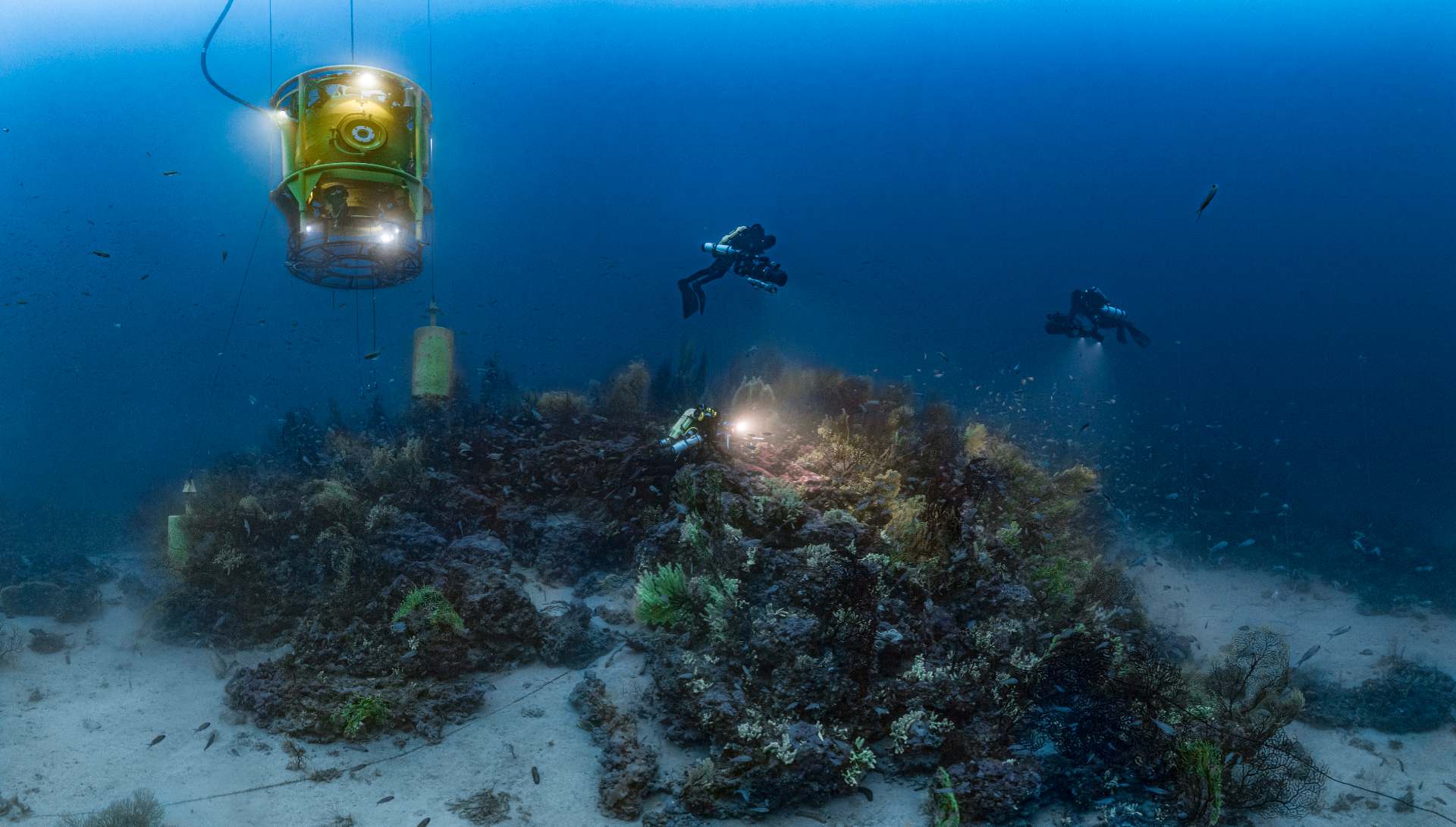 Planète Méditerranée - Tourelle et plongeurs