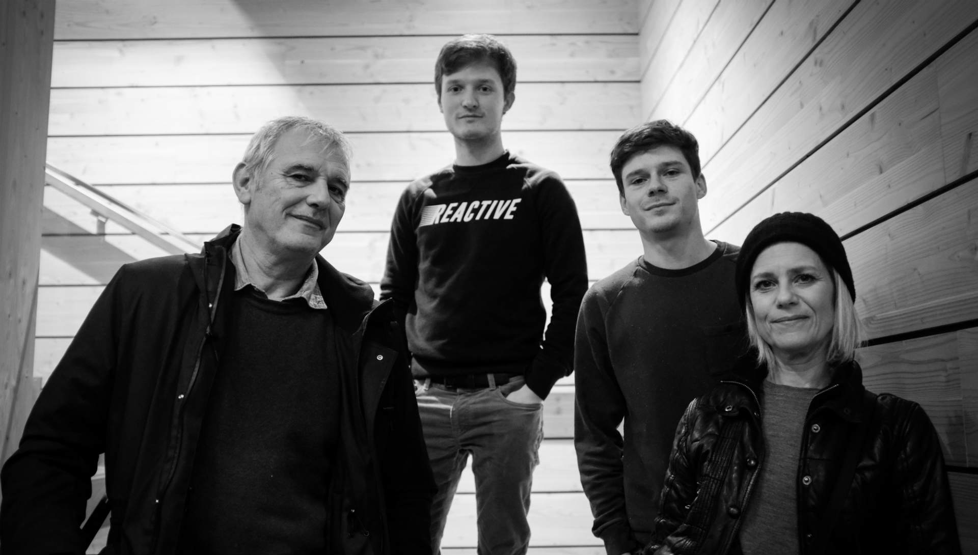 Laurent Cantet, Léolo Victor-Pujebet, Mathieu Morel, Marina Foïs lors d'une rencontre cinéma d'Horschamp