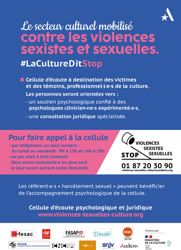 Viol | Harcèlement sexuel | Emprise Violences sexistes & sexuelles dans la culture  Le secteur culturel se mobilise