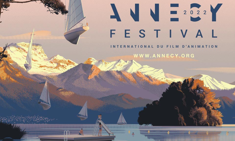 L’affiche de l’édition 2022 du Festival d’Annecy réalisée par Laurent Durieux. 