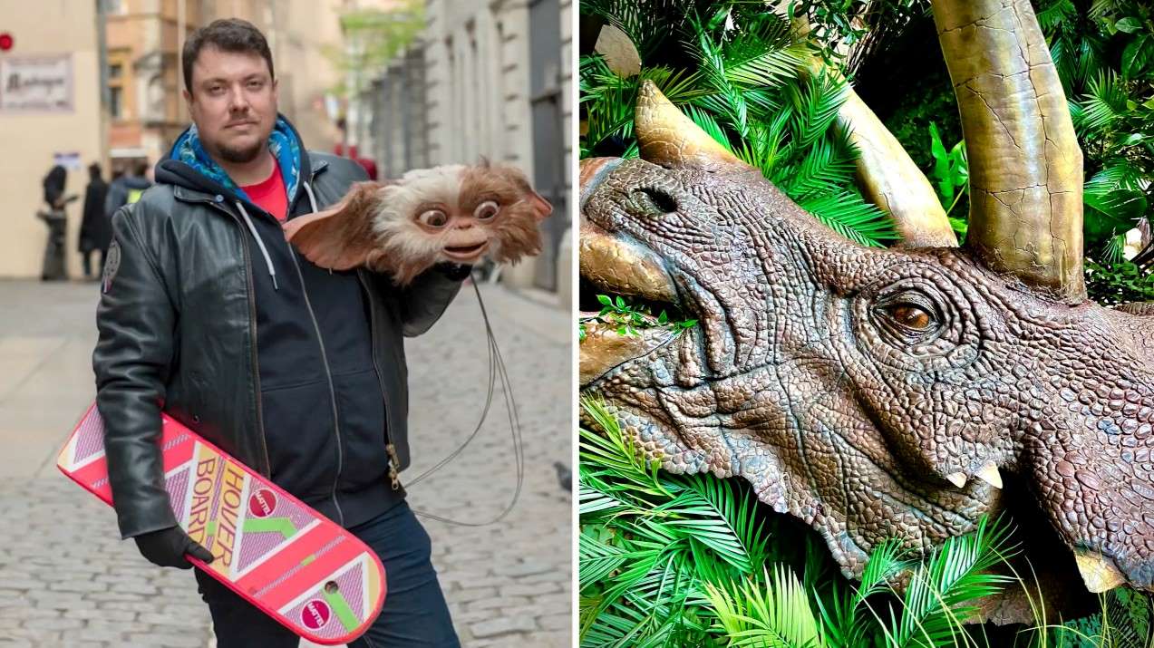 Julien Dumont et le Tricératops de Jurassic Park.