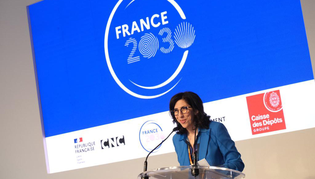 Rima Abdul Malak, ministre de la Culture, annonce les projets labellisés « La Grande Fabrique de l’image », le vendredi 19 mai à Cannes