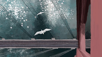 Dessin animé d'un oiseau qui vole. Extrait du film