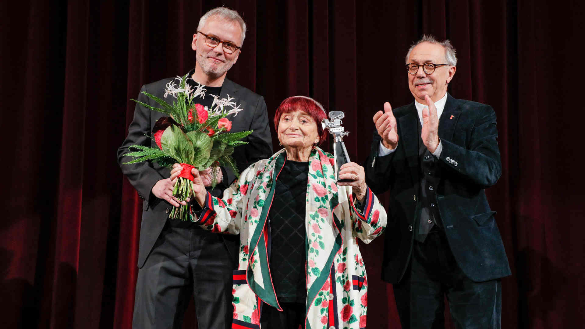 Agnès Varda, Dieter Kosslick et Christoph Terhechte à la Berlinale 2019