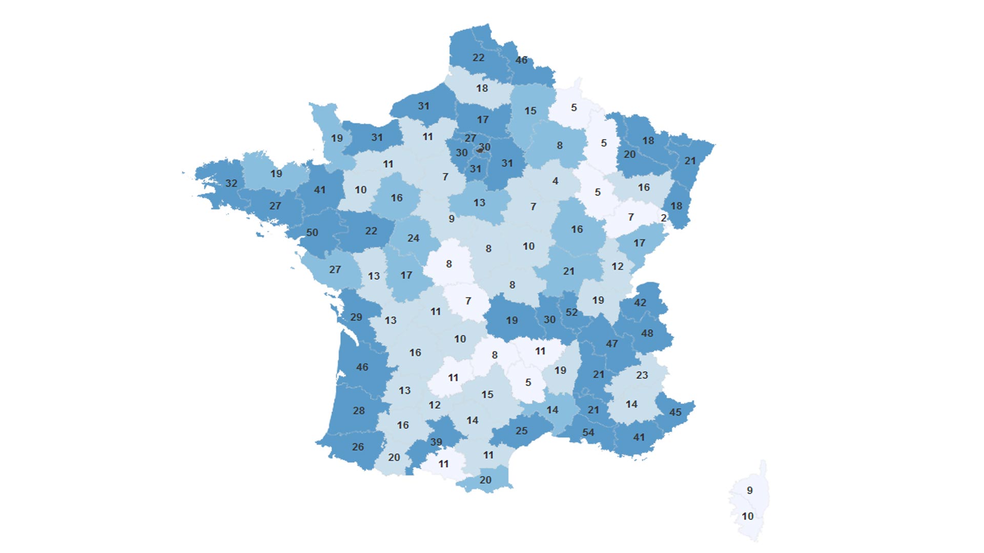 Géographie du cinéma - les départements 2018