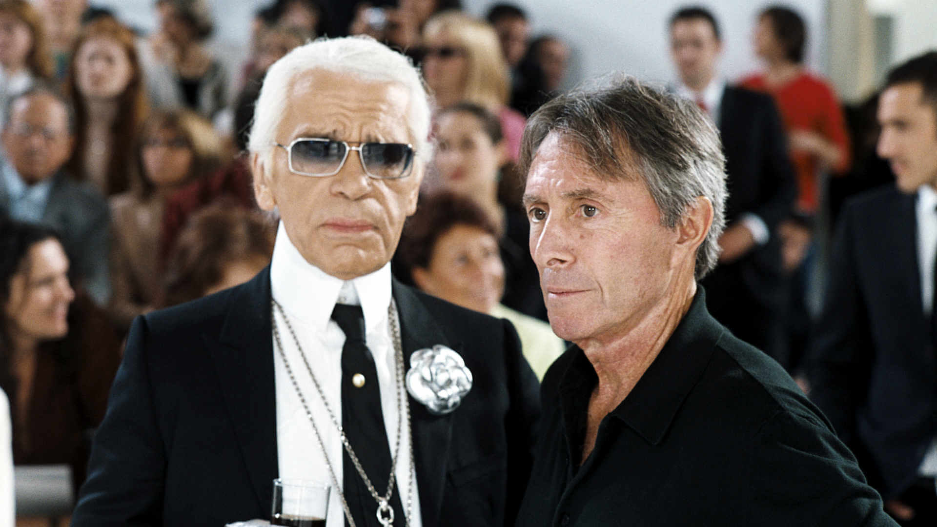 Karl Lagerfeld et Francis Veber sur le tournage de 